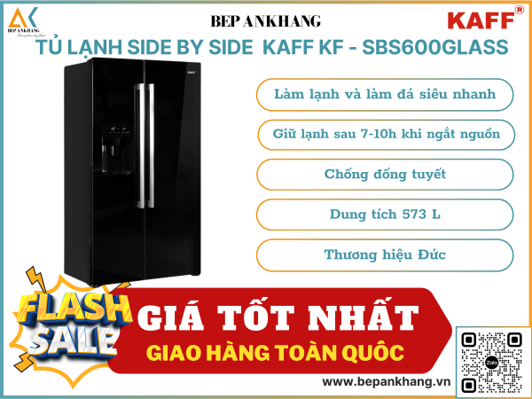 Tủ lạnh Side By Side Kaff KF - SBS600GLASS - Thương hiệu Đức